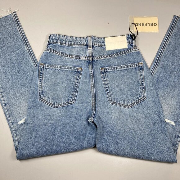 GRLFRND Women's Karolina High Rise Straight Crop Jeans Blue Size 23 Fray Hem - Picture 4 of 10